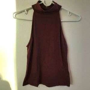 Maroon Sleeveless Turtleneck